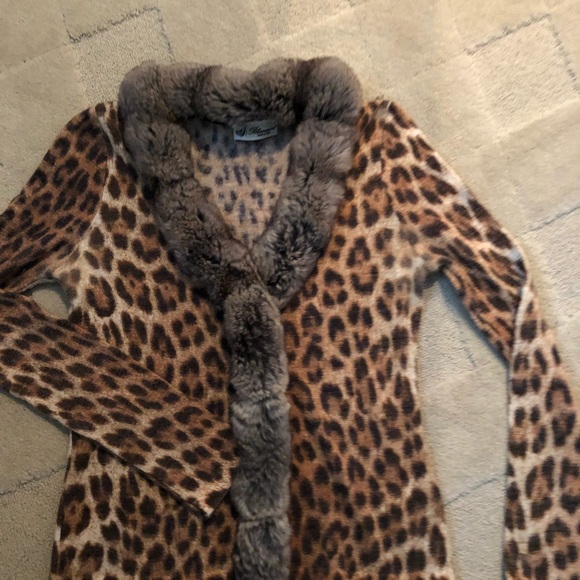 Animal print fur trim cardigan - Picture 7 of 8